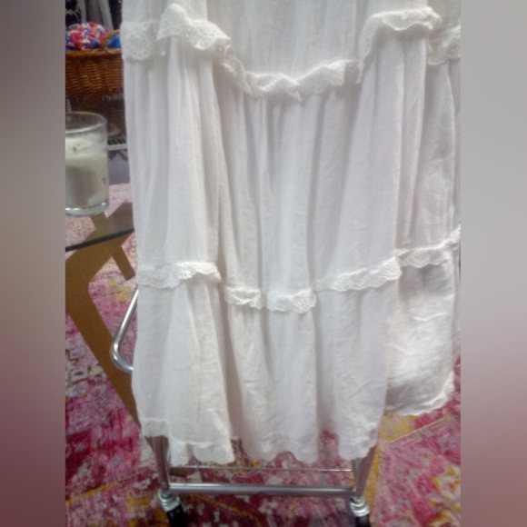 RAILS•Caralyn White Tie Strap Sleeveless Ruffle Tiered Mini Dress•LARGE - Picture 4 of 16